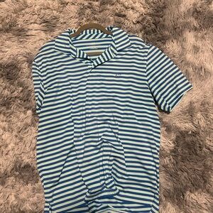Southern Tide Blue and green Striped Polo Shirt